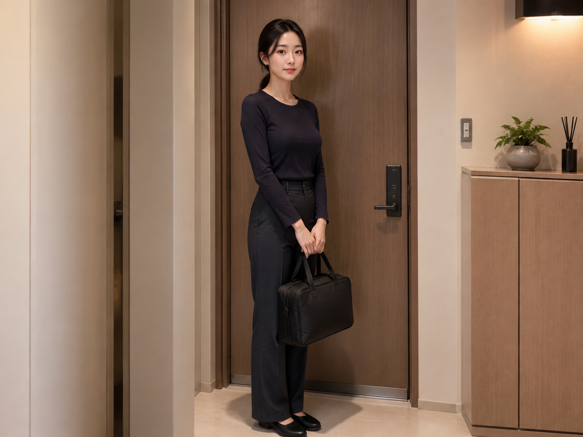 오산 방문 홈케어 일정을 준비하는 젊은 성인 한국 여성 관리사